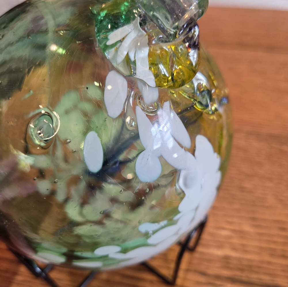 Kitras Hand Blown Art Glass Tree Of Life Enchantment 6" Large Orb Ball Ornament - Picture 8 of 12